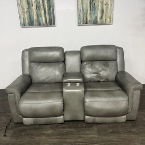 Leather Power Recliner Loveseat
