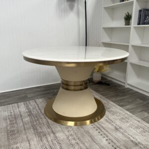 ALLNICEDT White Natural Marble Round Dining Table