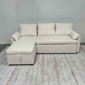 White Pullout Chaise Sectional